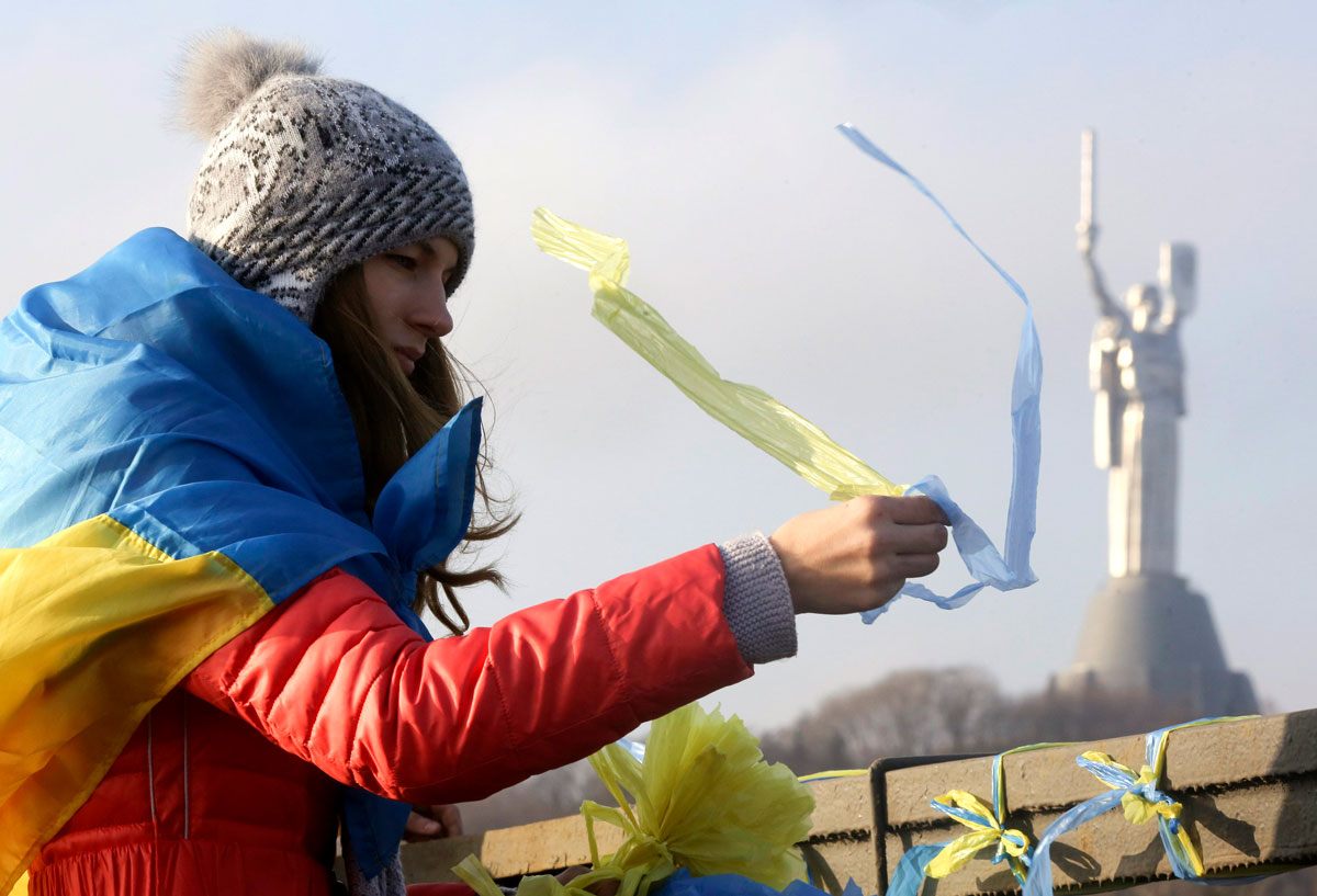 Girl with Ukranian flag